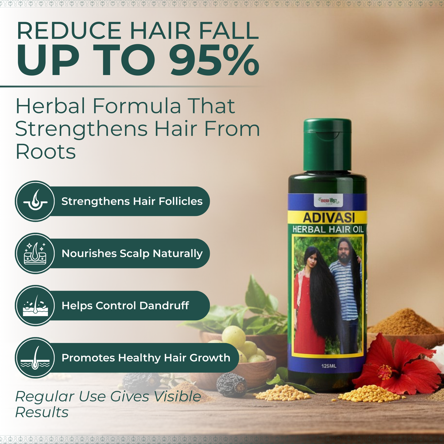 Adivasi Herbal Hair Oil for Hair Growth & Hair Fall Control |🎁 Buy 1 Get 1 Free Offer