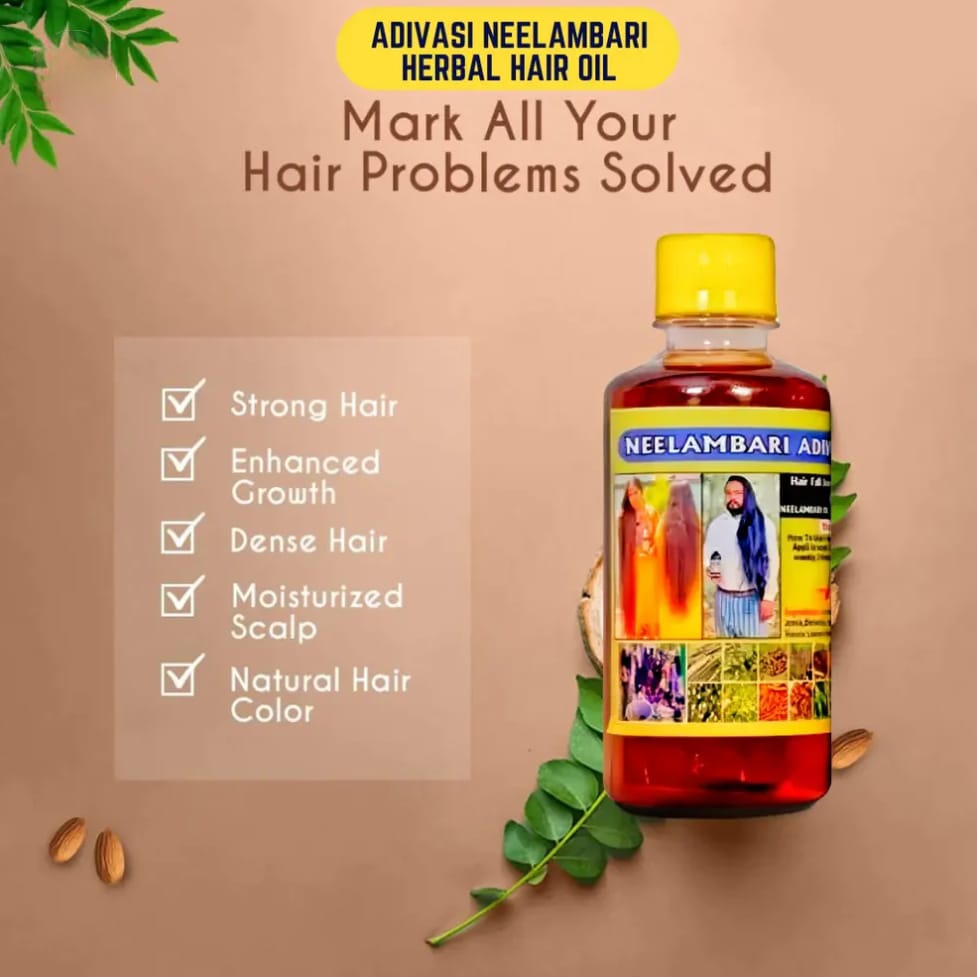 Adivasi Neelambari Hair oil pack of 2 bottles of (250 ML) 4.7⭐⭐⭐⭐⭐